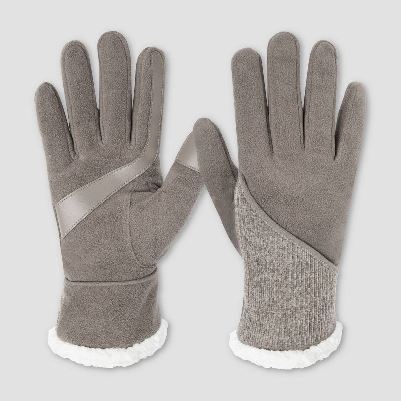 slide 1 of 2, Isotoner Fleece Chenille Gloves - Gray One Size Fits Most, 1 ct