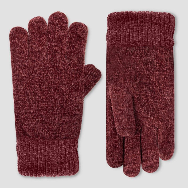 slide 3 of 3, Isotoner Chenille Gloves - Maroon, 1 ct
