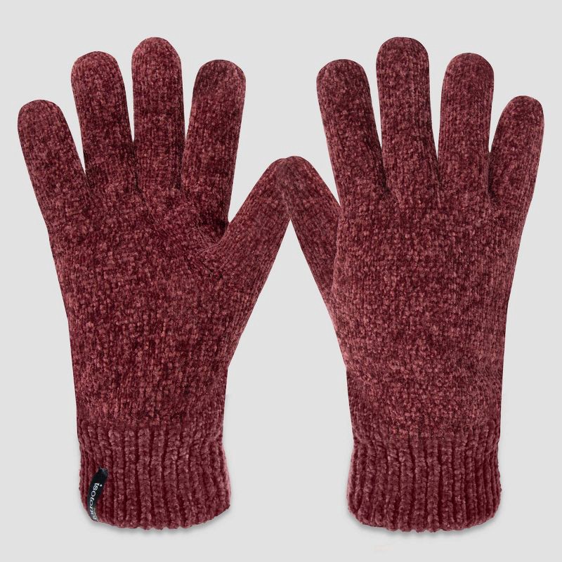 slide 1 of 3, Isotoner Chenille Gloves - Maroon, 1 ct
