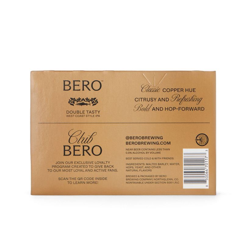 slide 6 of 6, BERO Brewing Double Tasty West Coast Style Non-Alcoholic IPA Beer - 6pk/12 fl oz Cans, 6 ct; 12 fl oz