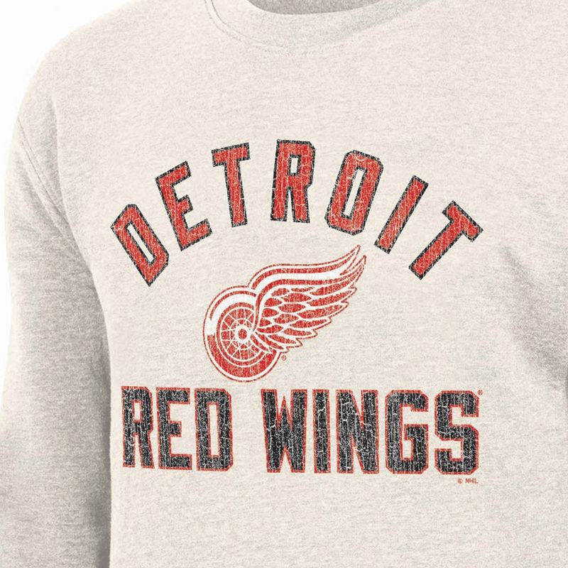 slide 3 of 3, NHL Detroit Red Wings Men's Long Sleeve Oat Crew Neck Fleece - S, 1 ct