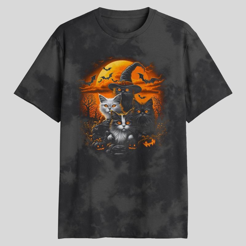slide 1 of 3, Mad Engine Men's Cats Halloween T-Shirt - Black Wash XXL, 1 ct