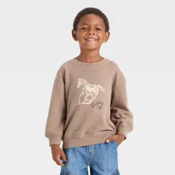 Toddler Boys' Western Horse Sweatshirt - Cat & Jack™ Beige 18M