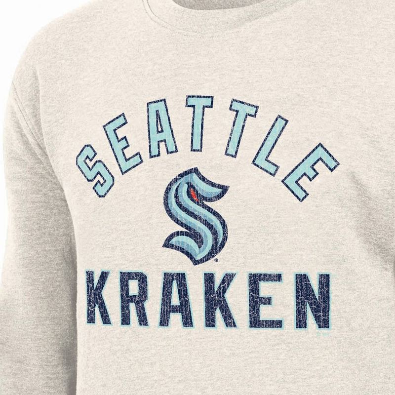 slide 3 of 3, NHL Seattle Kraken Men's Long Sleeve Oat Crew Neck Fleece - S, 1 ct