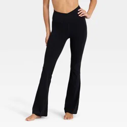 Women's Everyday Soft Crossover Flare Leggings - All In Motion™ Black M