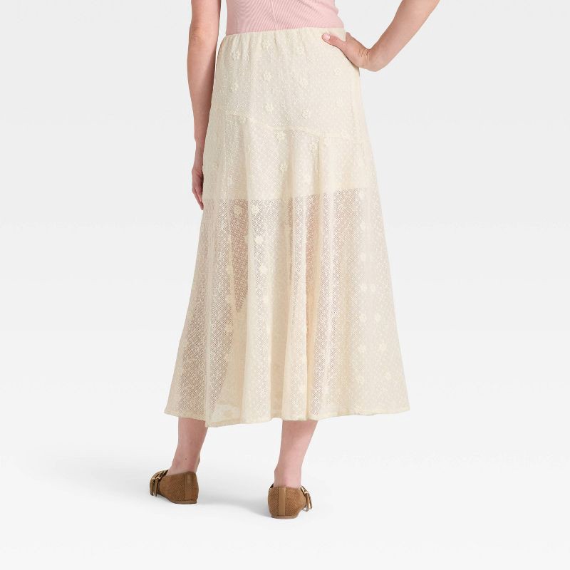 slide 2 of 3, Women's Lace Maxi A-Line Skirt - Universal Thread™ Cream S, 1 ct