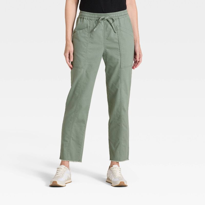 slide 1 of 3, Women's Mid-Rise Tie-Waist Pull-On Pants - Universal Thread™ Green XL, 1 ct