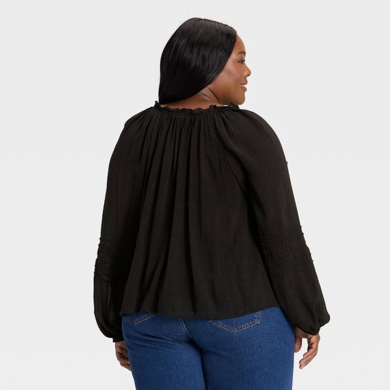 slide 2 of 3, Women's Balloon Long Sleeve V-Neck Blouse - Universal Thread™ Black XXL, 1 ct