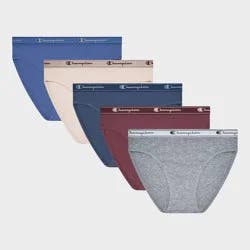 Champion Women's 5pk Cotton Stretch Iconic Essentials Hi-Cut Underwear - XL
