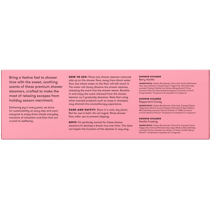 slide 4 of 8, anihana Sweet & Merry Shower Steamer Gift Set - Berry Vanilla, Peppermint Candy, Vanilla Frosting - 5.29oz/3pk, 5.29 oz, 3 ct