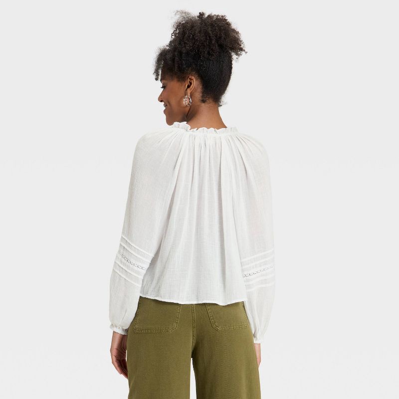 slide 2 of 3, Women's Balloon Long Sleeve V-Neck Blouse - Universal Thread™ White M, 1 ct