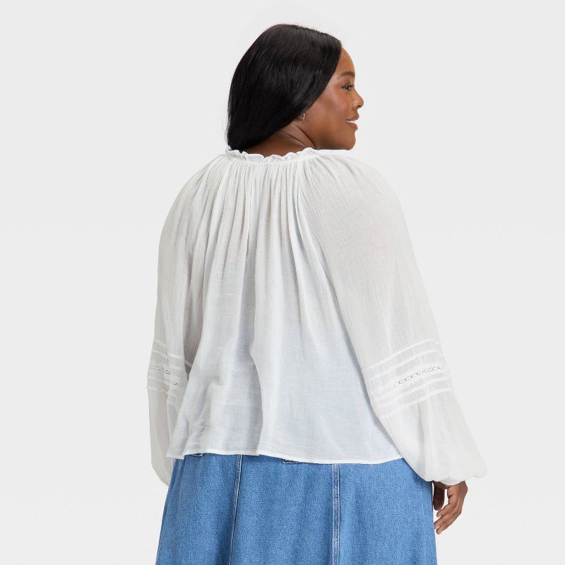 slide 2 of 3, Women's Balloon Long Sleeve V-Neck Blouse - Universal Thread™ White XXL, 1 ct