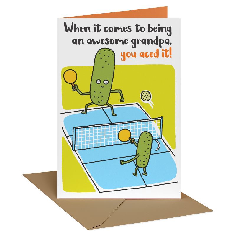 slide 1 of 3, Recycled Paper Greetings Father's Day Pickleball Card for Grandpa, Big Dill, Includes Envelope, 1 ct