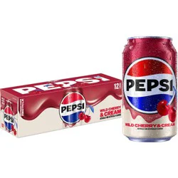 Pepsi Wild Cherry & Cream Soda - 12pk/12 fl oz Cans