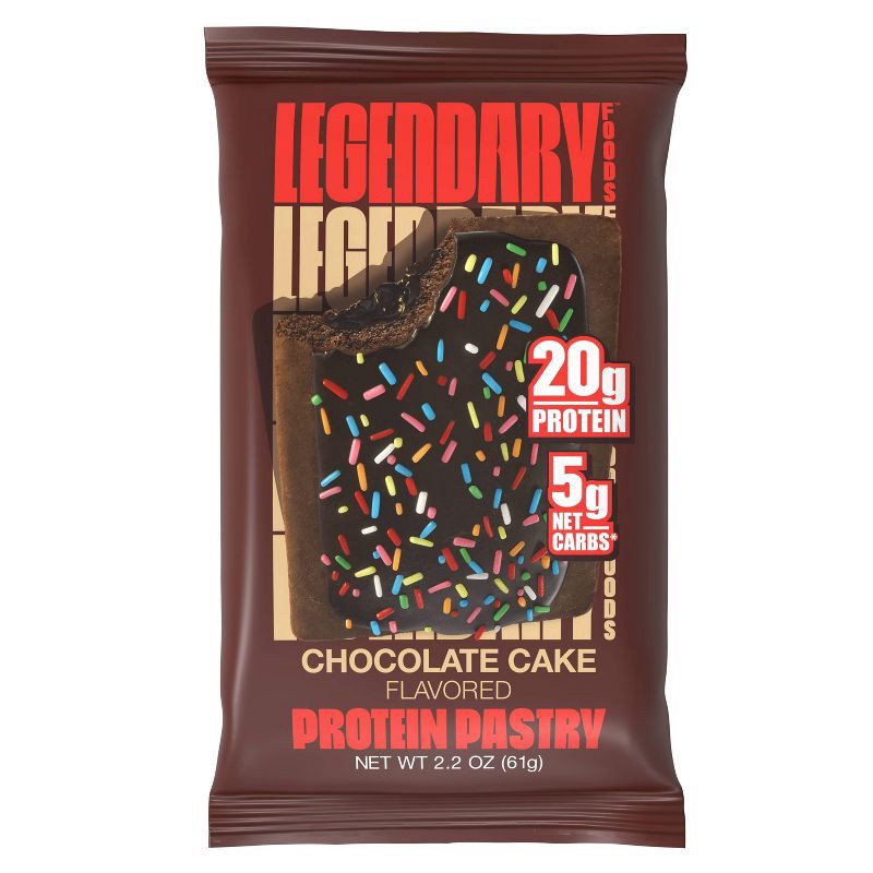 slide 1 of 6, Legendary Foods Single Protein Pastry - Chocolate Cake - 2.2oz, 2.2 oz