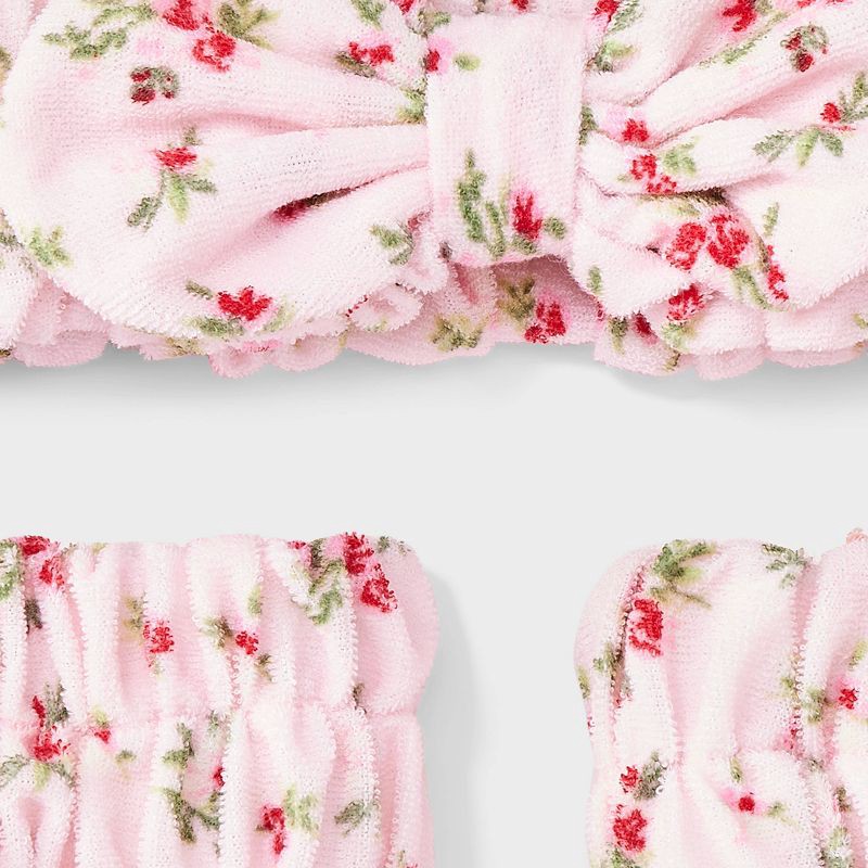 slide 3 of 3, Hair Headwrap with Cuffs Set 3pc - Wild Fable™ Pink Floral, 3 ct