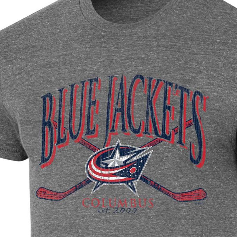 slide 3 of 3, NHL Columbus Blue Jackets Men's Short Sleeve Gray Tri-Blend T-Shirt - S, 1 ct