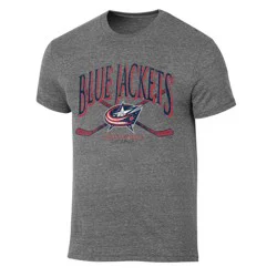 NHL Columbus Blue Jackets Men's Short Sleeve Gray Tri-Blend T-Shirt - S