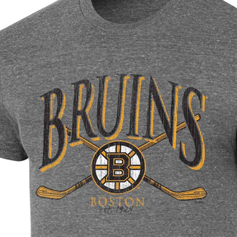 slide 3 of 3, NHL Boston Bruins Men's Short Sleeve Gray Tri-Blend T-Shirt - S, 1 ct