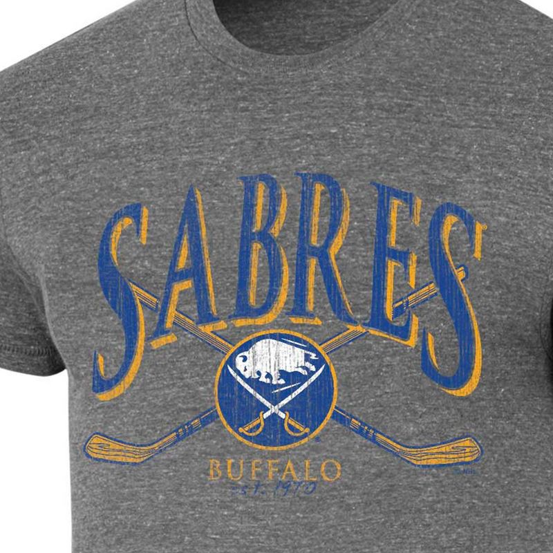 slide 3 of 3, NHL Buffalo Sabres Men's Short Sleeve Gray Tri-Blend T-Shirt - L, 1 ct