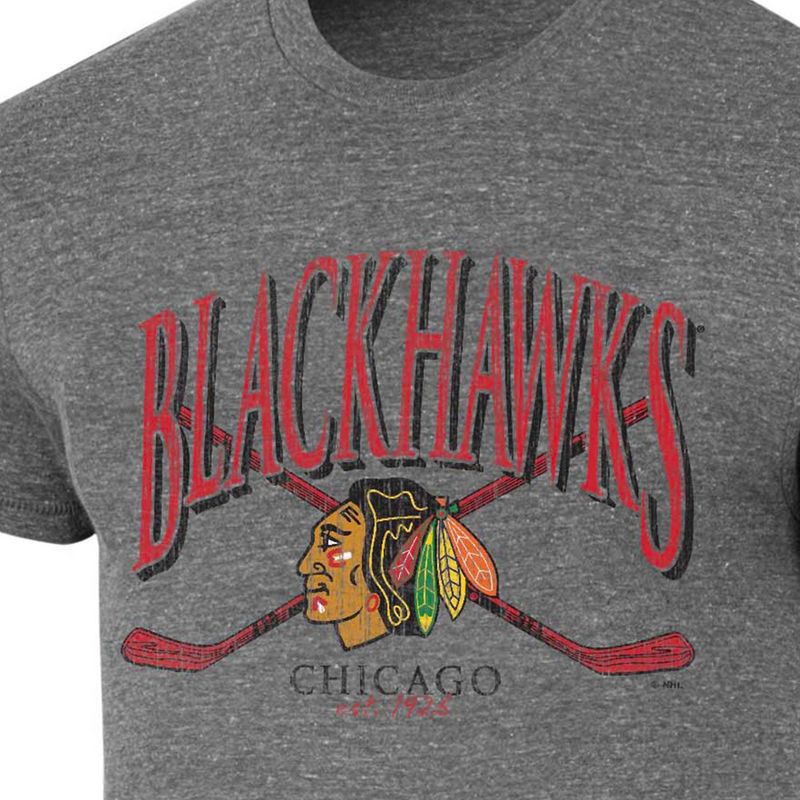 slide 3 of 3, NHL Chicago Blackhawks Men's Short Sleeve Gray Tri-Blend T-Shirt - XXL, 1 ct