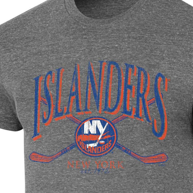 slide 3 of 3, NHL New York Islanders Men's Short Sleeve Gray Tri-Blend T-Shirt - L, 1 ct