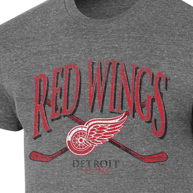 slide 3 of 3, NHL Detroit Red Wings Men's Short Sleeve Gray Tri-Blend T-Shirt - S, 1 ct