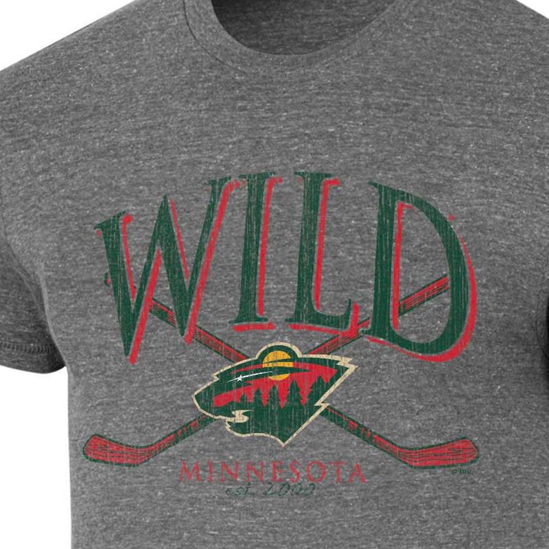 slide 3 of 3, NHL Minnesota Wild Men's Short Sleeve Gray Tri-Blend T-Shirt - M, 1 ct