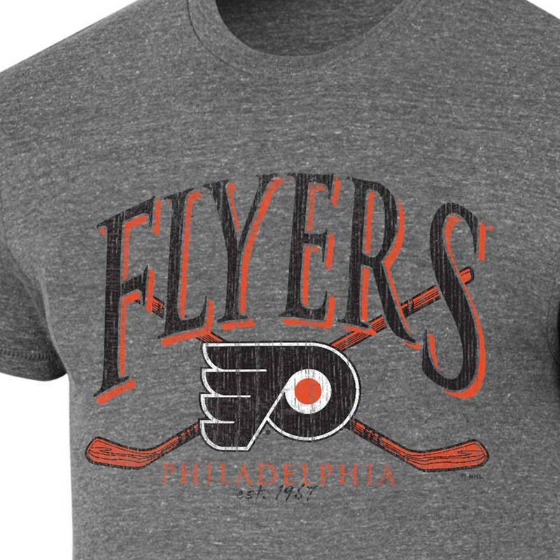 slide 3 of 3, NHL Philadelphia Flyers Men's Short Sleeve Gray Tri-Blend T-Shirt - M, 1 ct