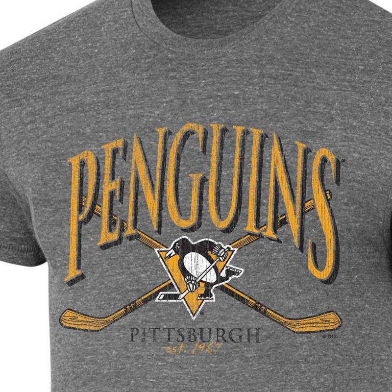slide 3 of 3, NHL Pittsburgh Penguins Men's Short Sleeve Gray Tri-Blend T-Shirt - M, 1 ct