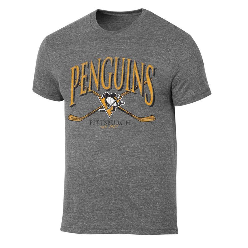 slide 1 of 3, NHL Pittsburgh Penguins Men's Short Sleeve Gray Tri-Blend T-Shirt - XXL, 1 ct