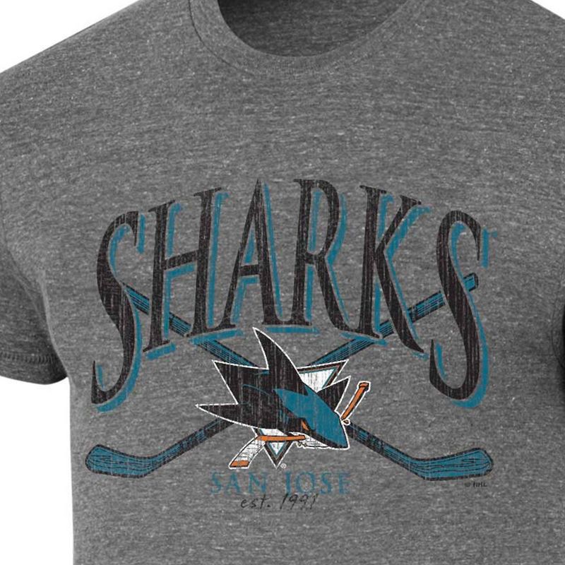 slide 3 of 3, NHL San Jose Sharks Men's Short Sleeve Gray Tri-Blend T-Shirt - L, 1 ct