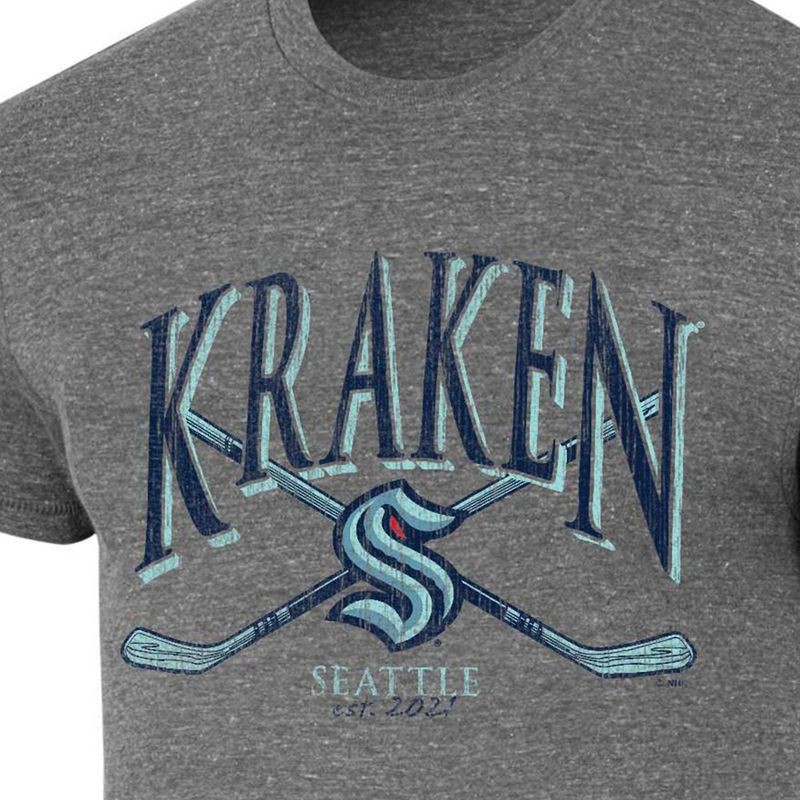 slide 3 of 3, NHL Seattle Kraken Men's Short Sleeve Gray Tri-Blend T-Shirt - L, 1 ct