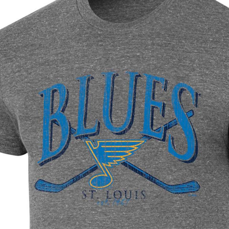 slide 3 of 3, NHL St. Louis Blues Men's Short Sleeve Gray Tri-Blend T-Shirt - S, 1 ct