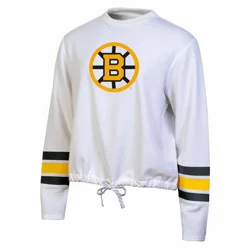 NHL Boston Bruins Women's White Long Sleeve Fleece Crew Sweatshirt - S