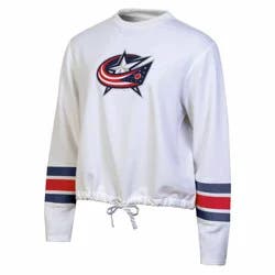 NHL Columbus Blue Jackets Women's White Long Sleeve Fleece Crew Sweatshirt - M