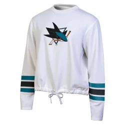NHL San Jose Sharks Women's White Long Sleeve Fleece Crew Sweatshirt - XL