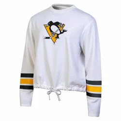 NHL Pittsburgh Penguins Women's White Long Sleeve Fleece Crew Sweatshirt - S