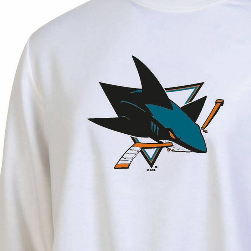 slide 2 of 2, NHL San Jose Sharks Women's White Long Sleeve Fleece Crew Sweatshirt - S, 1 ct
