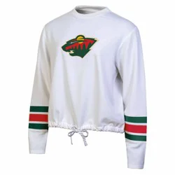 NHL Minnesota Wild Women's White Long Sleeve Fleece Crew Sweatshirt - M