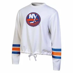NHL New York Islanders Women's White Long Sleeve Fleece Crew Sweatshirt - L