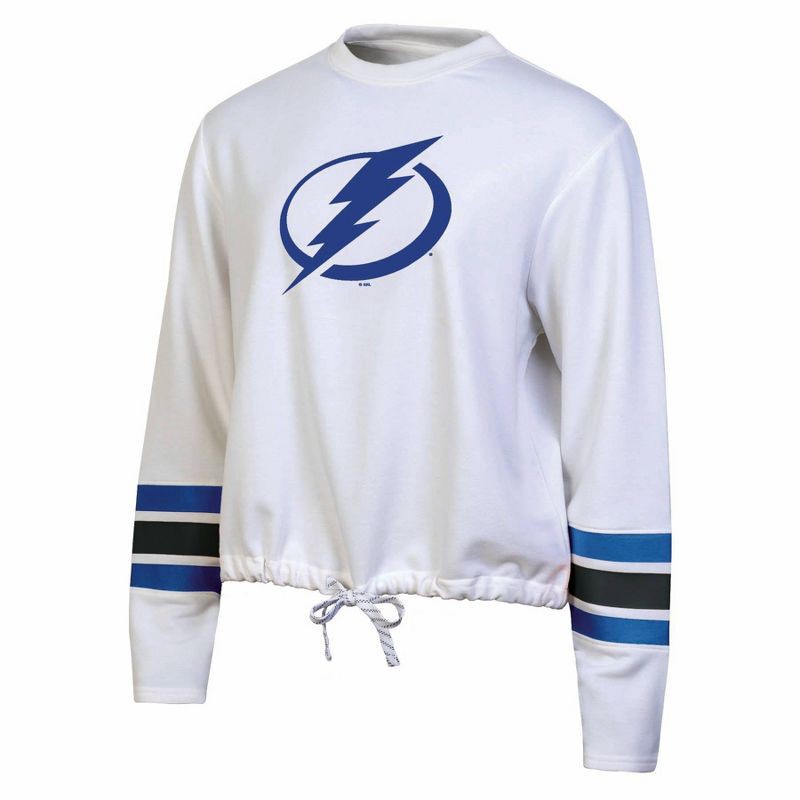 slide 1 of 3, NHL Tampa Bay Lightning Women's White Long Sleeve Fleece Crew Sweatshirt - M, 1 ct