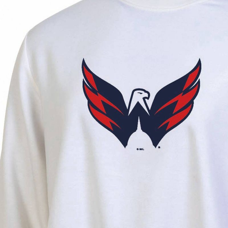 slide 3 of 3, NHL Washington Capitals Women's White Long Sleeve Fleece Crew Sweatshirt - L, 1 ct