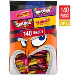 Mars - Skittles and Starburst Halloween Candy Fun Size Chewy Fruit Candies Variety Bag - 58.26oz/140ct