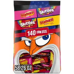Mars - Skittles and Starburst Halloween Candy Fun Size Chewy Fruit Candies Variety Bag - 58.26oz/140ct