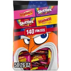 Mars - Skittles and Starburst Halloween Candy Fun Size Chewy Fruit Candies Variety Bag - 58.26oz/140ct