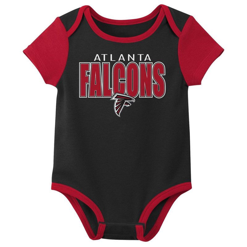 slide 3 of 4, NFL Atlanta Falcons Boys' White 3pk Bodysuit - 0-3M, 3 ct