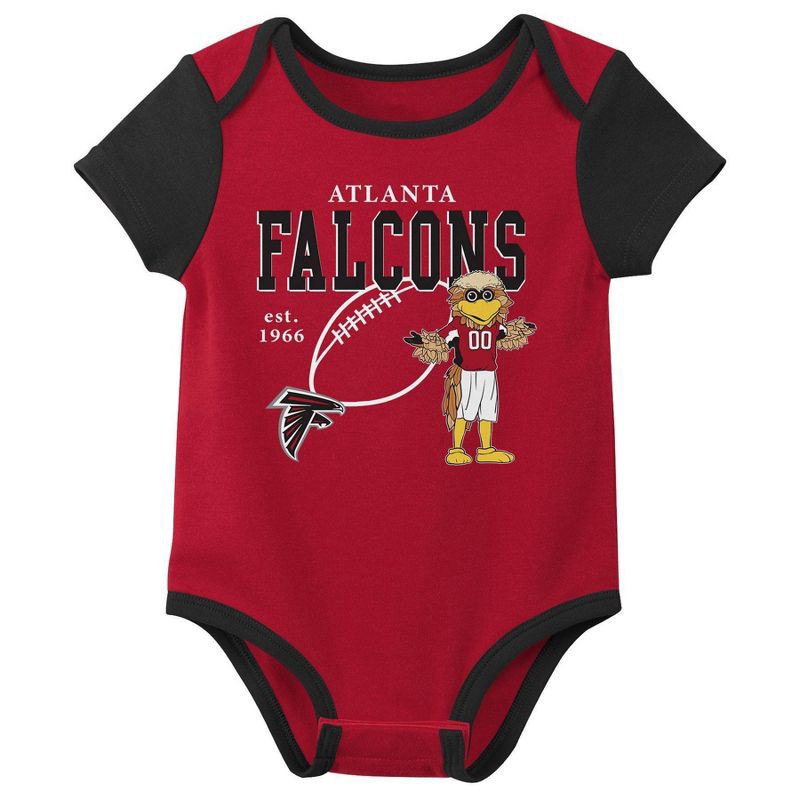 slide 2 of 4, NFL Atlanta Falcons Boys' White 3pk Bodysuit - 0-3M, 3 ct
