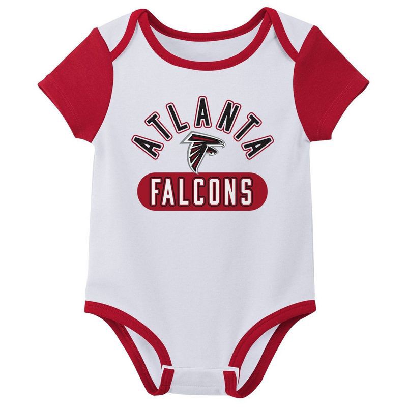 slide 3 of 4, NFL Atlanta Falcons Boys' White 3pk Bodysuit - 6-9M, 3 ct