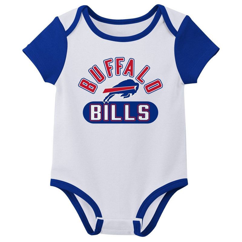 slide 3 of 4, NFL Buffalo Bills Boys' White 3pk Bodysuit - 0-3M, 3 ct